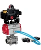 Кран шаровой DN.ru BV3232P(3pc)-FP-W-ISO-H Ду50 Ру40, полнопроходной под приварку, нержавеющая сталь SS316, уплотнение - PTFE, с пневмоприводом PA-SA-105 с возвратными пружинами, с пневмораспределителем 4V320-10 220В, с БКВ APL-410N EX Краснодар