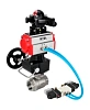 Кран шаровой DN.ru BV3232P(2pc)-FP-T-ISO-H Ду20 Ру63, полнопроходной внутреннняя резьба, нержавеющая сталь SS316, уплотнение - PTFE, с пневмоприводом PA-DA-052, с пневмораспределителем 4V320-08 220В, с БКВ APL-210N, с ручным дублером MON1-250-T26-ISO Краснодар