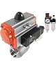 Кран шаровой DN.ru BV3232P(2pc)-FP-T-ISO-H Ду100 Ру40, полнопроходной внутреннняя резьба, нержавеющая сталь SS316, уплотнение - PTFE, с пневмоприводом PA-DA-105 двойного действия, с пневмораспределителем 4V320-08 220В, с БПВ AFC2000 Краснодар