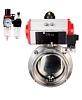 Затвор дисковый поворотный DN.ru WBV3131E-2W-T-H Ду40 Ру10 резьбовой, пищевая нержавеющая сталь 304, уплотнение – EPDM, с пневмоприводом DN.ru PA-DA-052, пневмораспределителем DN.ru 4М310-08 24В NAMUR и БПВ DN.ru AFC2000 Краснодар