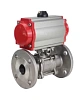 Кран шаровой DN.ru BV3131P(3pc)-FP-F-ISO-H Ду40 Ру40 полнопроходной трехсоставной, нержавеющая сталь SS304, фланцевый, уплотнение - PTFE, с пневмоприводом DN.ru PA-DA-065 двойного действия Краснодар