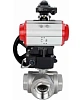 Кран шаровой DN.ru BV3232P(4pc)-SP-3WL-T-ISO-H Ду15 Ру63 стандартнопроходной трехходовой L-тип, нерж. сталь SS316, внутренняя резьба, уплотнение - PTFE, с пневмоприводом PA-DA-065, БКВ APL-210N и ручным дублером MON1-250-T26-ISO Краснодар