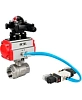 Кран шаровой DN.ru BV3232P(2pc)-FP-T-ISO-H Ду15 Ру63, полнопроходной внутреннняя резьба, нержавеющая сталь SS316, уплотнение - PTFE, с пневмоприводом PA-DA-052 двойного действия, с пневмораспределителем 4V320-10 220В, с БКВ APL-210N Краснодар