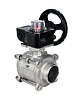 Кран шаровой DN.ru BV3232P(3pc)-FP-W-ISO-H Ду10 Ру63 полнопроходной двухходовой, нержавеющая сталь SS316, под приварку, уплотнение - PTFE, с ISO фланцем и редуктором DN.ru HGB RQN1-180Z с индикатором положения Краснодар