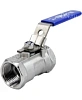 Кран шаровой DN.ru BV3232P-SP-T-H Ду25 Ру63 стандартнопроходной двухходовой, нержавеющая сталь SS316, внутренняя резьба, уплотнение - PTFE, ручка-рычаг Краснодар